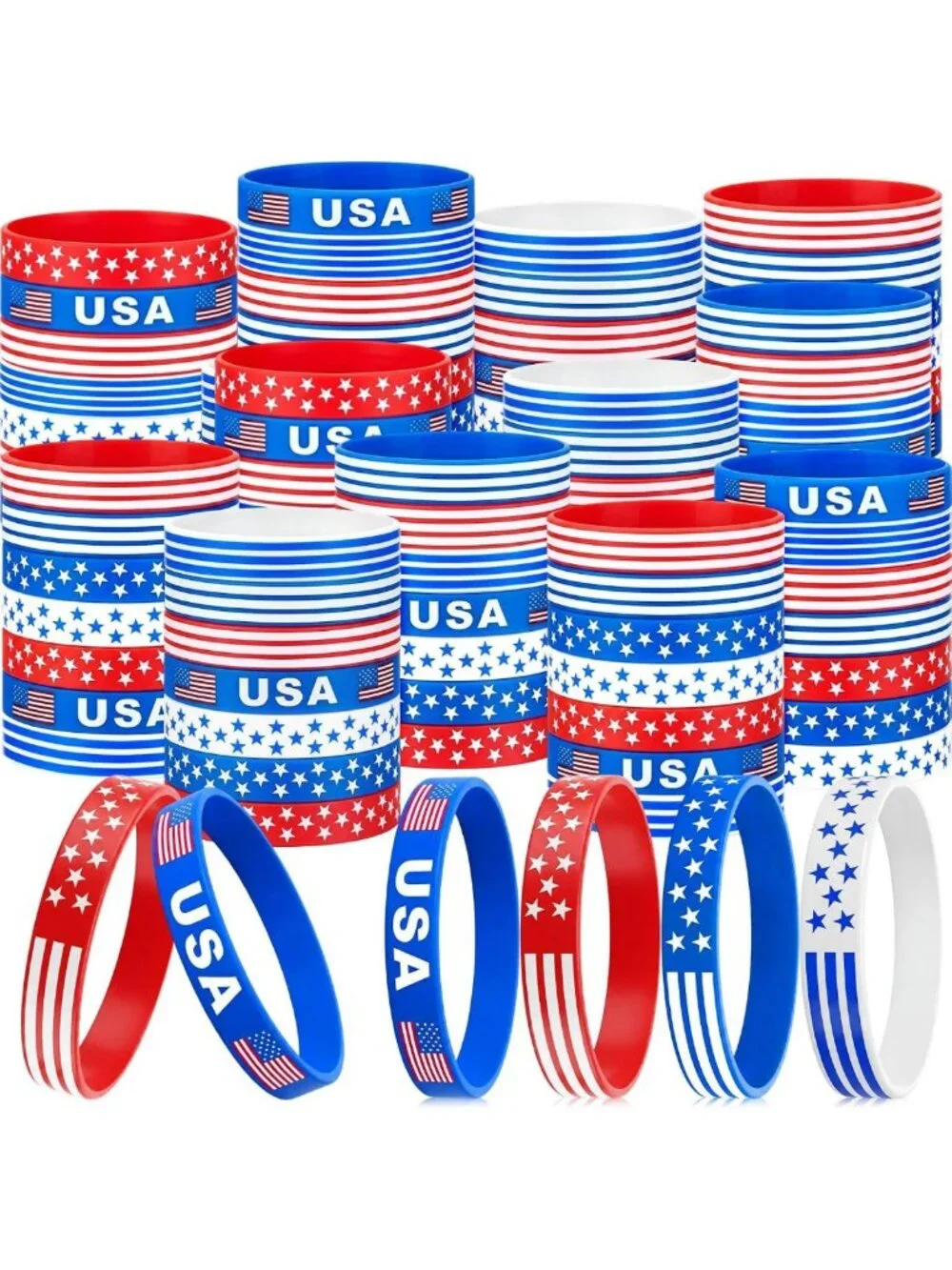 72 Patriotic 4th of July Party Favors - Fun Bracelets for Celebrations & Events